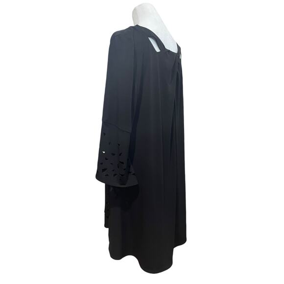 IC By Connie K Women's Blouse L Black Asymmetrical Artsy Pocket Tunic Top Slinky - Picture 4 of 11